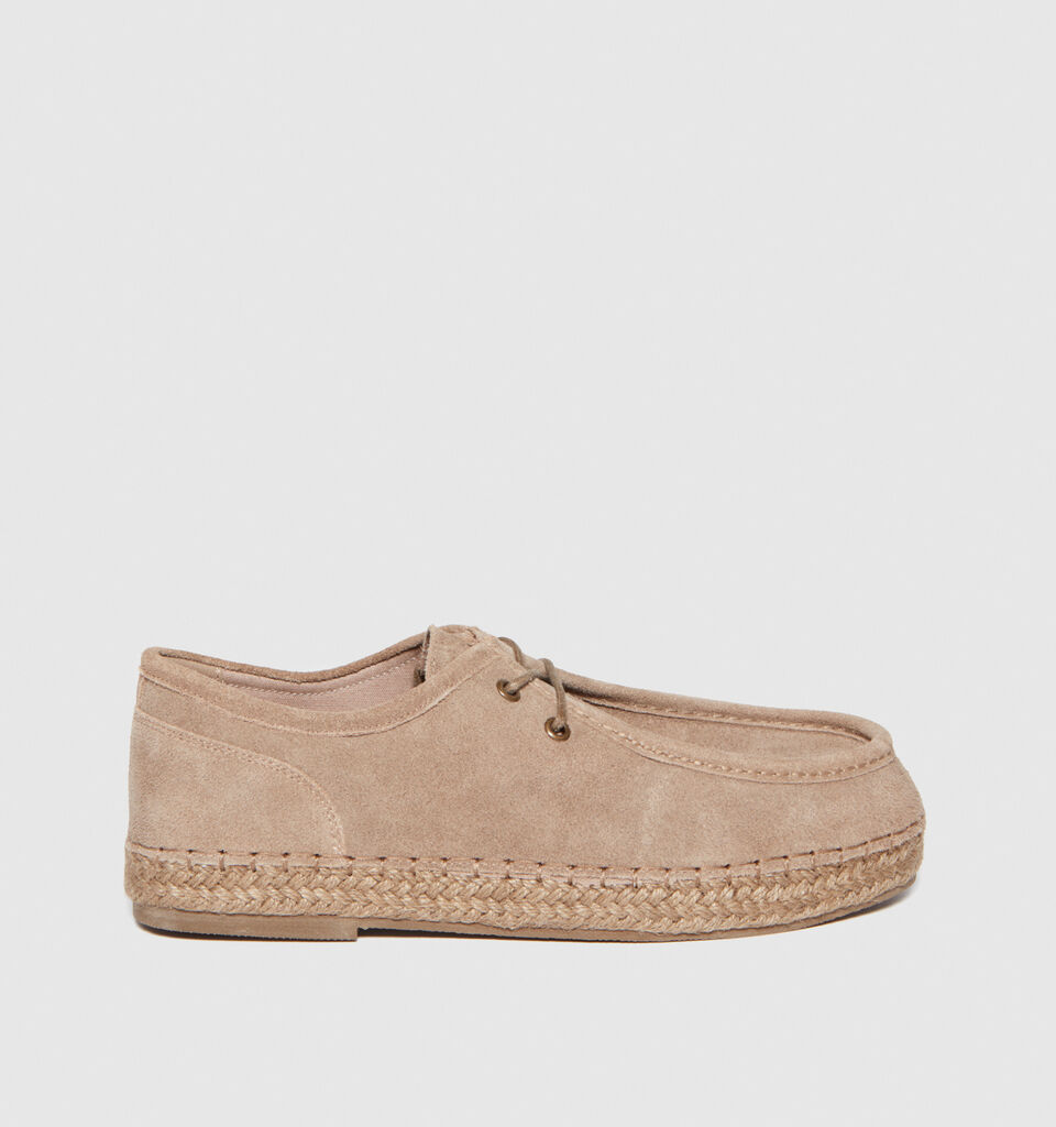 Lace-up espadrilles in suede - men's shoes - Beige | Sisley image number 4